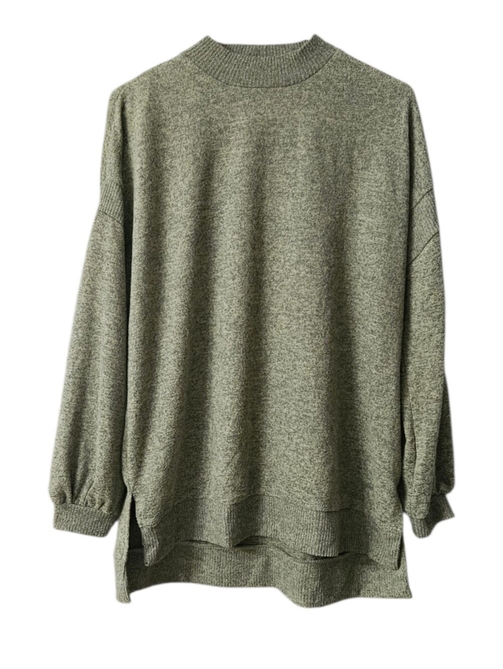 C & C California Mock Neck Knit Tunic Sweater NEW Women's Large Linchen Green